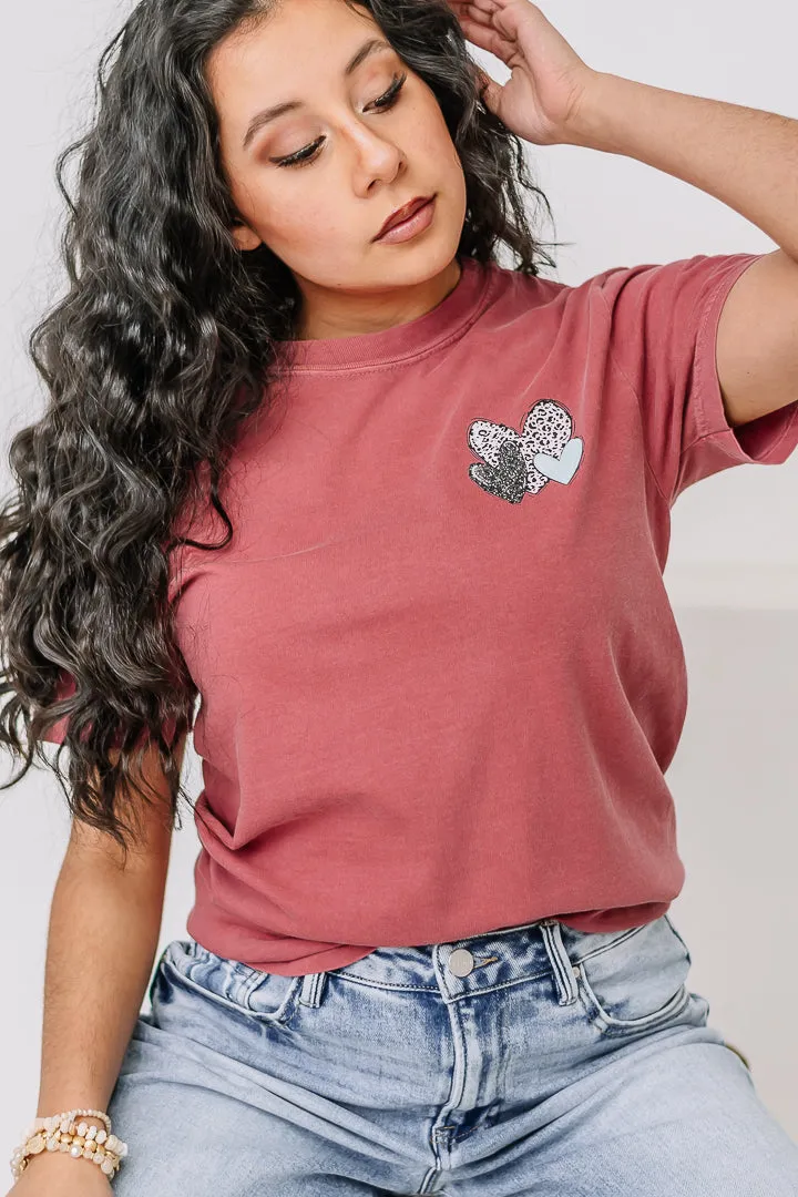Multi Pocket Hearts Graphic Tee