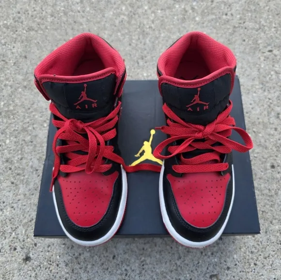 Nike Air Jordan Mid Black and Red Sneakers Youth Unisex 4.5Y