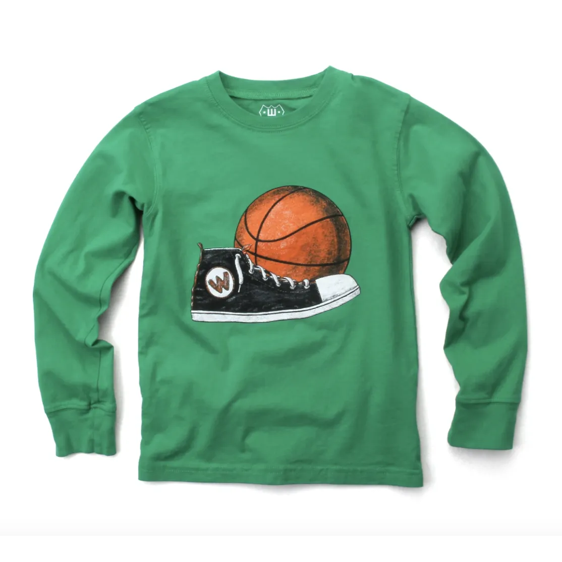 Wes & Willy Basketball & Shoe Long Sleeve Tee - Clover Green